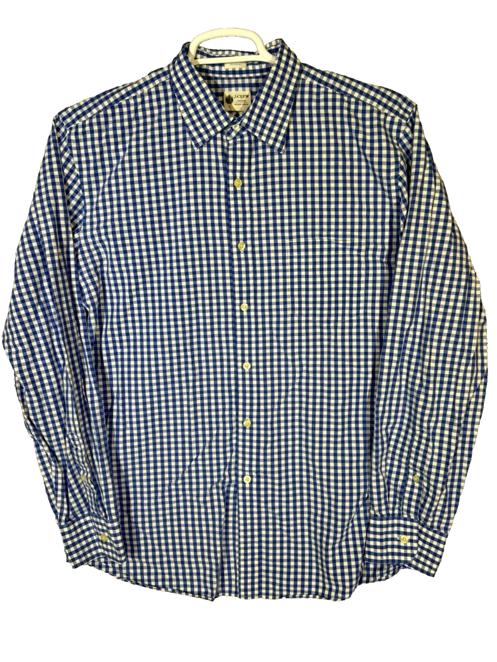 J.Crew Men’s Shirt Large Blue Check Tailored Fit Long Sleeve Button-Up Excellent